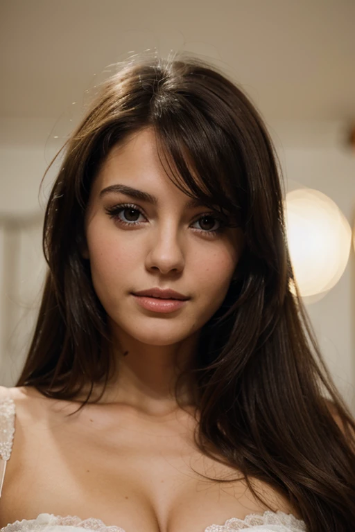 Close-up young and beautiful brunette woman
