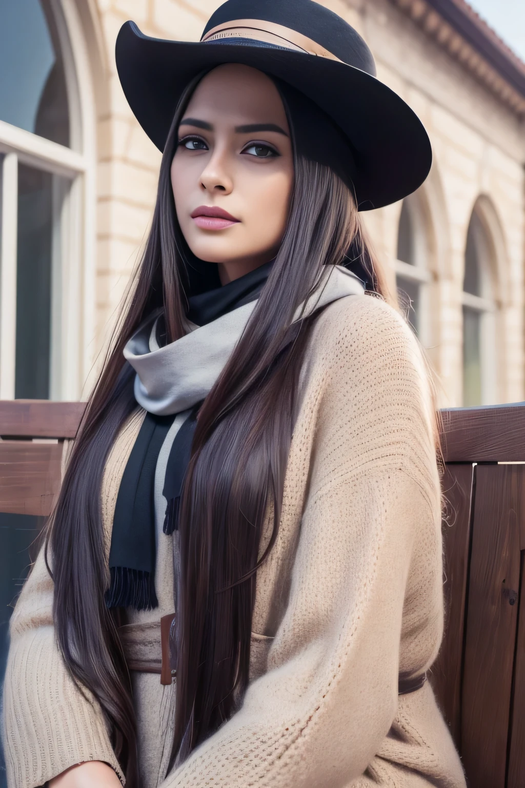 arafed woman with long hair wearing a hat and scarf, realistic digital art 4 k, realistic digital art 4k, soft portrait shot 8 k, photorealistic artstyle, photorealistic beautiful face, cinematic realistic portrait, beautiful digital artwork, realistic beautiful face, realistic artstyle, 3 d render character art 8 k, beautiful realistic face, amazing photorealistic graphics