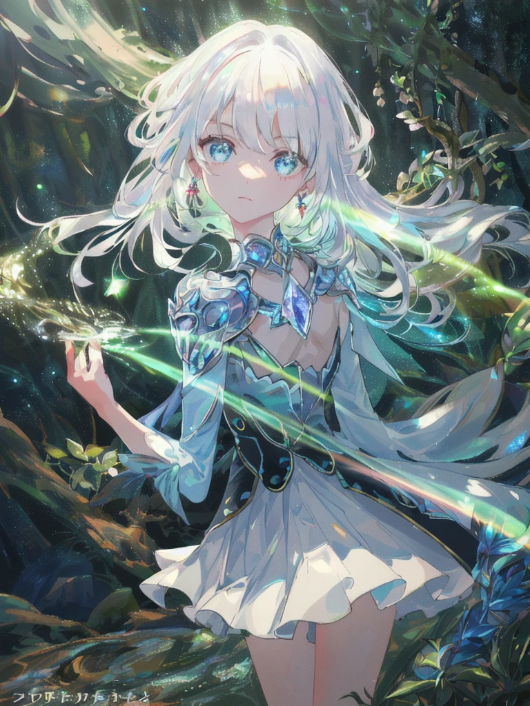 (Very detailed:1.2),(Better Quality:1.2),(8K:1.2),Sharp focus,(Underground diffusion:1.1),Award-winning photography,Professional portrait photography,(Accurate shots:1.1) (Glowing Bioluminescent Forest:1.2),Rainbow fairy wings,Sensual expression (Very detailed背景:1.2),(Magical fantasy:1.0), (Knolling Case:1.1),(Analog Style:1.1),(Model shooting style:1.2),Dramatic lighting, Sax Blue, Platinum Earrings, Platinum Necklace, White Dress, One girl, cute, (Dynamic Lighting:1.2), Cinema Lighting, Delicate facial features, Fine grain, Sharp pupils, Realistic students, Depth of written boundary, Bokeh, Sharp focus, (Ultra-detailed, bloom, shine:1.4), Lots of little gems