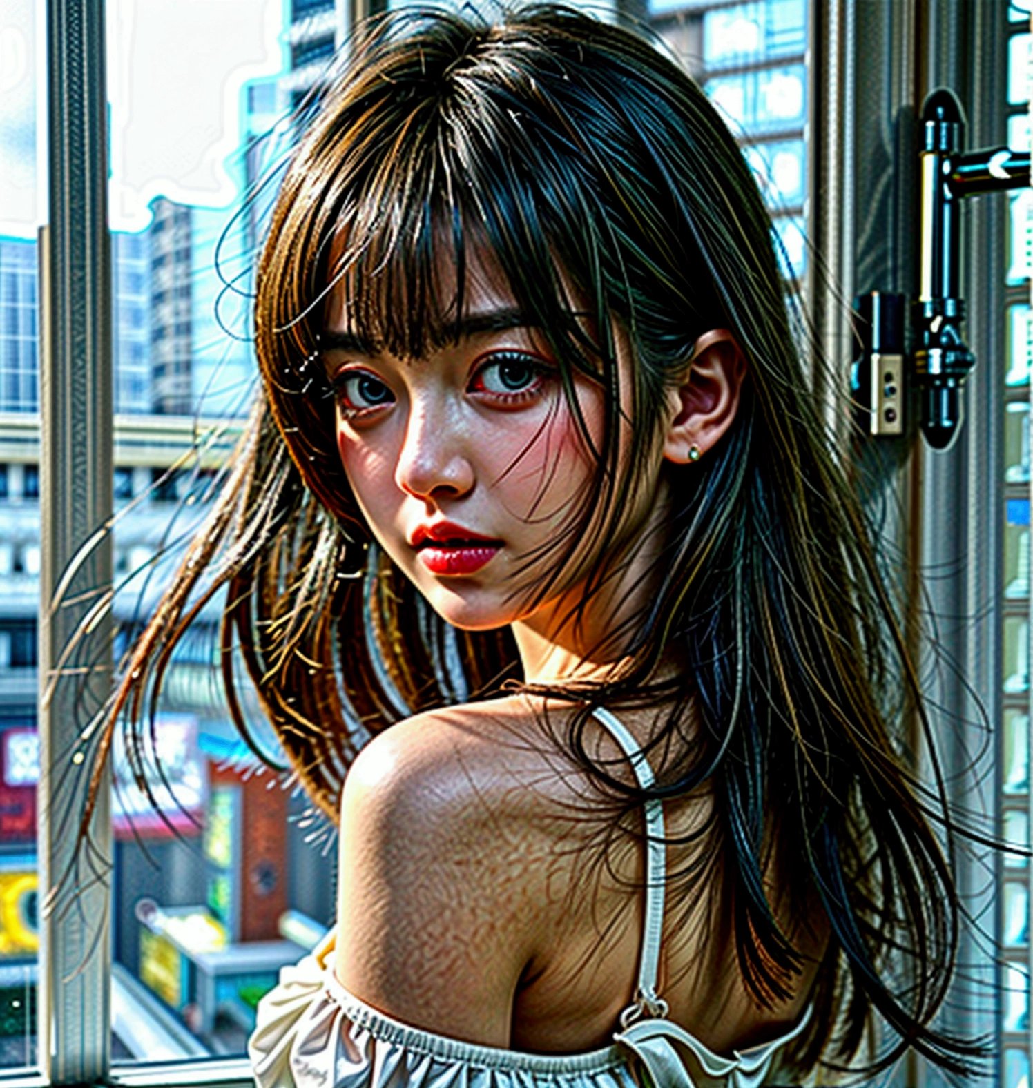 (masterpiece:1.3), (16K,, Realistic, RAW Photos, Highest quality: 1.4), (One girl), panorama shot, (Realistic Face), (short hair:1.3), Turning Head Away, Realistic eyes, Beautiful attention to detail, (Realistic Skin), Long Shot, Charm, Ultra-high resolution, Ultra-realistic, long shot、Highest quality, masterpiece, 超Fine, first-class, Very delicate and beautiful, Ultra-fine CG, Fine, Beautiful feet, Small Ass, mini skirt, underwear、from behind、Japanese girl、Black Hair、Japanese city background
 