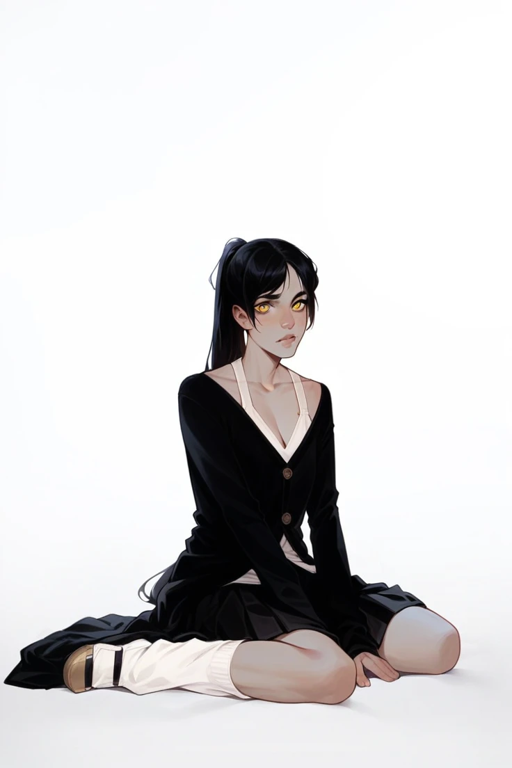 Have her sit on a cloud with LOTS of yellow lighting on her and yellow eyes