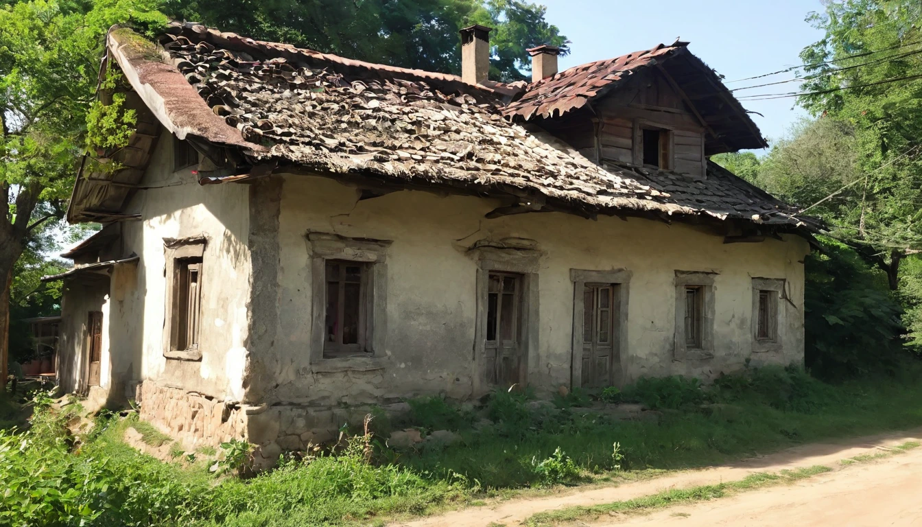 An old house in the village, inhabited by an old grandmother