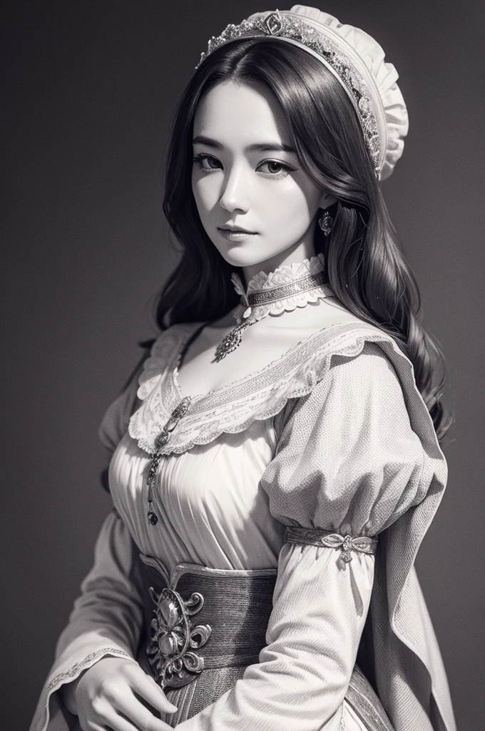 Noble woman of period line drawing