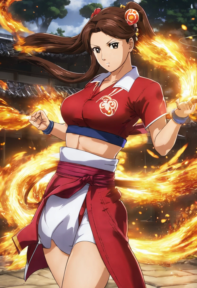 Mai Shiranui Full Body Pyrokinesis, Two Fans.