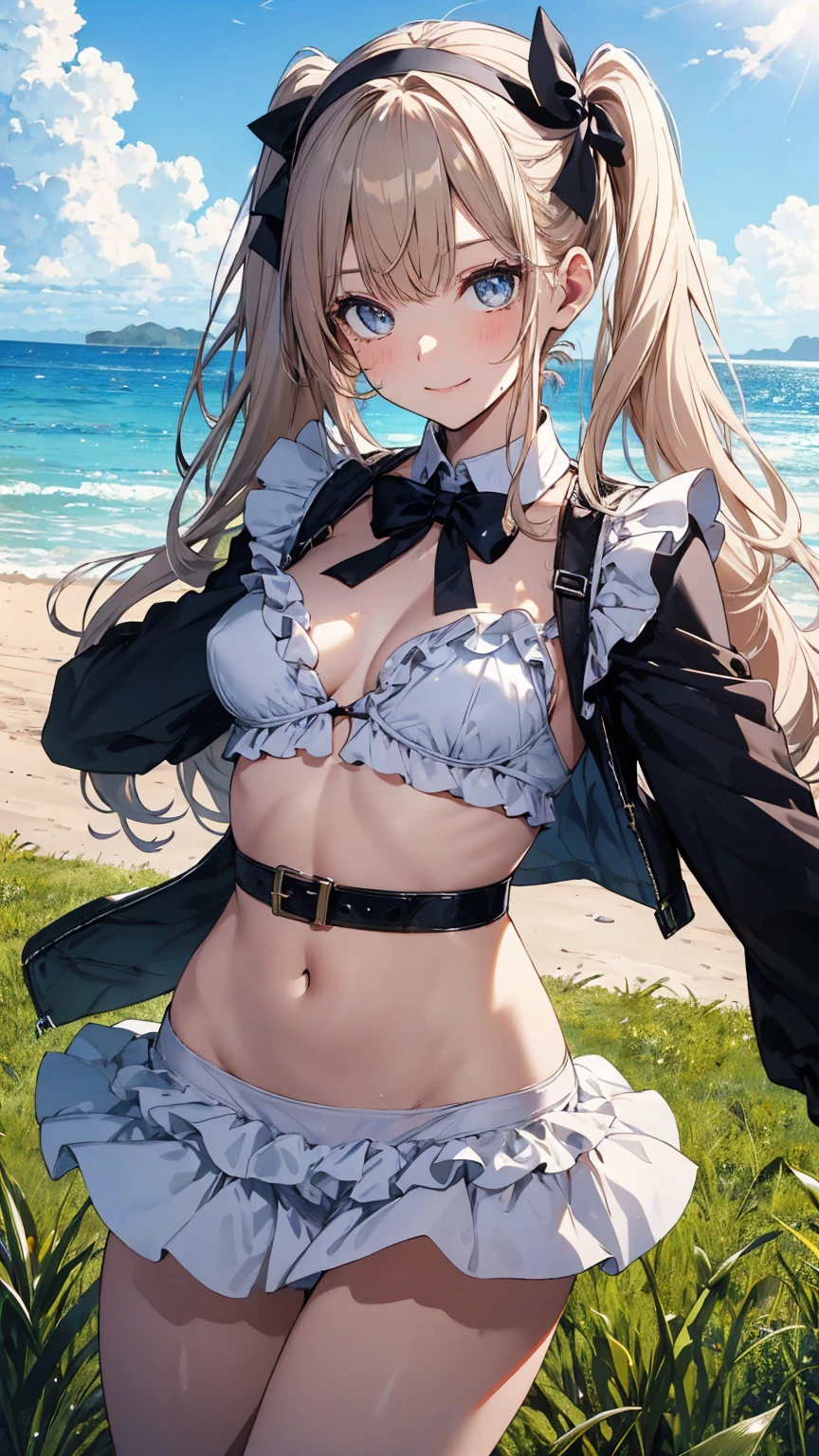 ((masterpiece、4K、8K、Highest quality: 1.Perfect Fingers: 1.Perfect Anatomy: 1.3、backgroundぼかし))、((Ultra-precise expression))、((White frills、Cute pink bikini、Maid's headband))、((18-year-old、thin、Small face、Super Beauty、Twin tails，infant))、Beautiful Eyes：1.1、smile、に手を当ててStrike a Pose）、blue sky、mansion by the sea、White sand beach、Grass，Expose&#39;chest，Sexy and excited，美しいchest,White skin,尖ったchest,Erect nipples,Pornographic images，Sweating profusely，Wet costume，Wet body，Sitting，Open your thighs，Spread your legs，Cheeks that show areola,はためくGrass,(spring,cherry blossomsの花),petal,(Lens flare),altocumulus,Bright light,Cool breeze,(shade) internal [cherry blossoms],Grass原,(Grassが生える、Birds are flying),(lake,Surface reflection)
，woman, Vibrant, clothing, Strike a Pose, front, colorful, dynamic, background, element。, have confidence, performance, Holding, statement, accessories, Majestic, Coiled, Around it, touch, scene, bold, to attract attention, impressive, Modern, tendency, concentrated, fashion,.Best image quality，naked，Wipe the panties，Publish one&#39;chestの，Sexy and excited，美しいchest,White skin,尖ったchest,Erect nipples,Pornographic images，Sweat a lot，Wet costume，Wet body，See through，Underskirt Lift，Leaking nipples，chestに射精，Cum in pussy