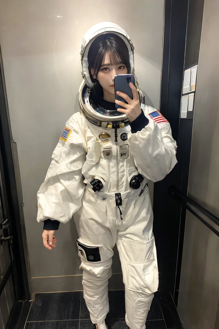 Wearing a space suit