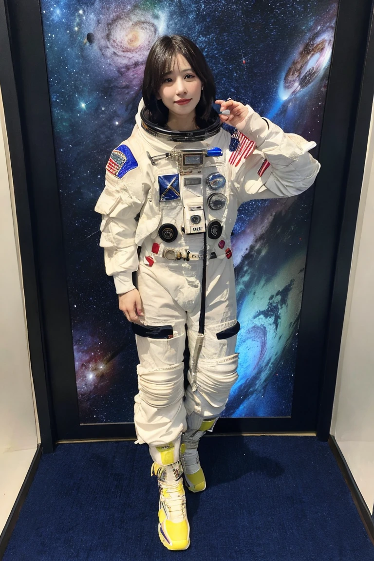 Wearing a space suit