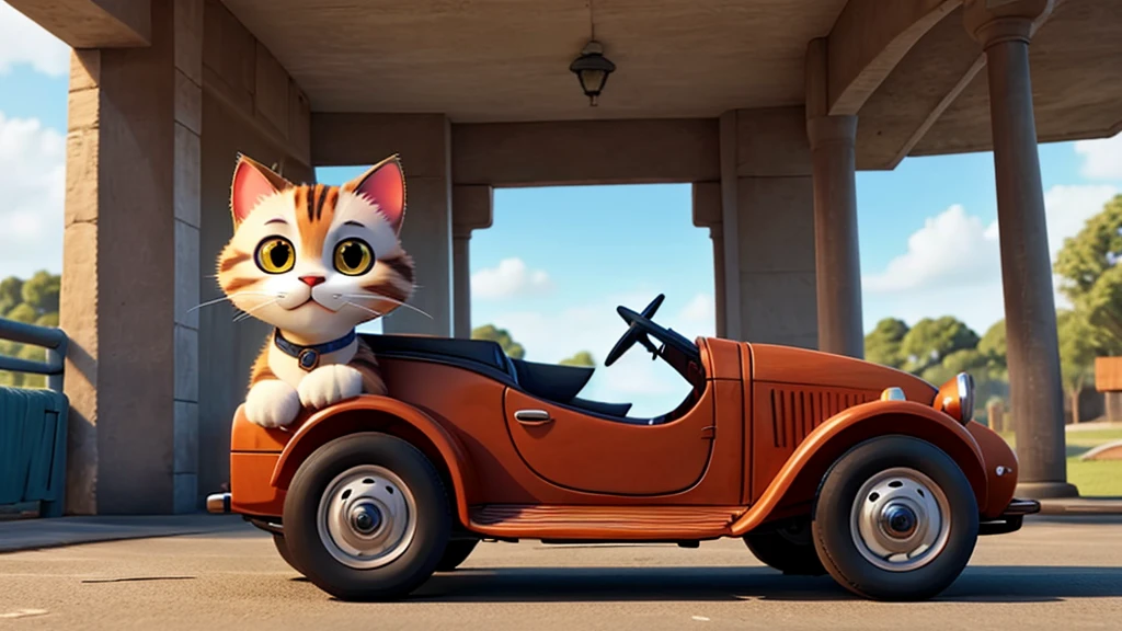 Cat driving car