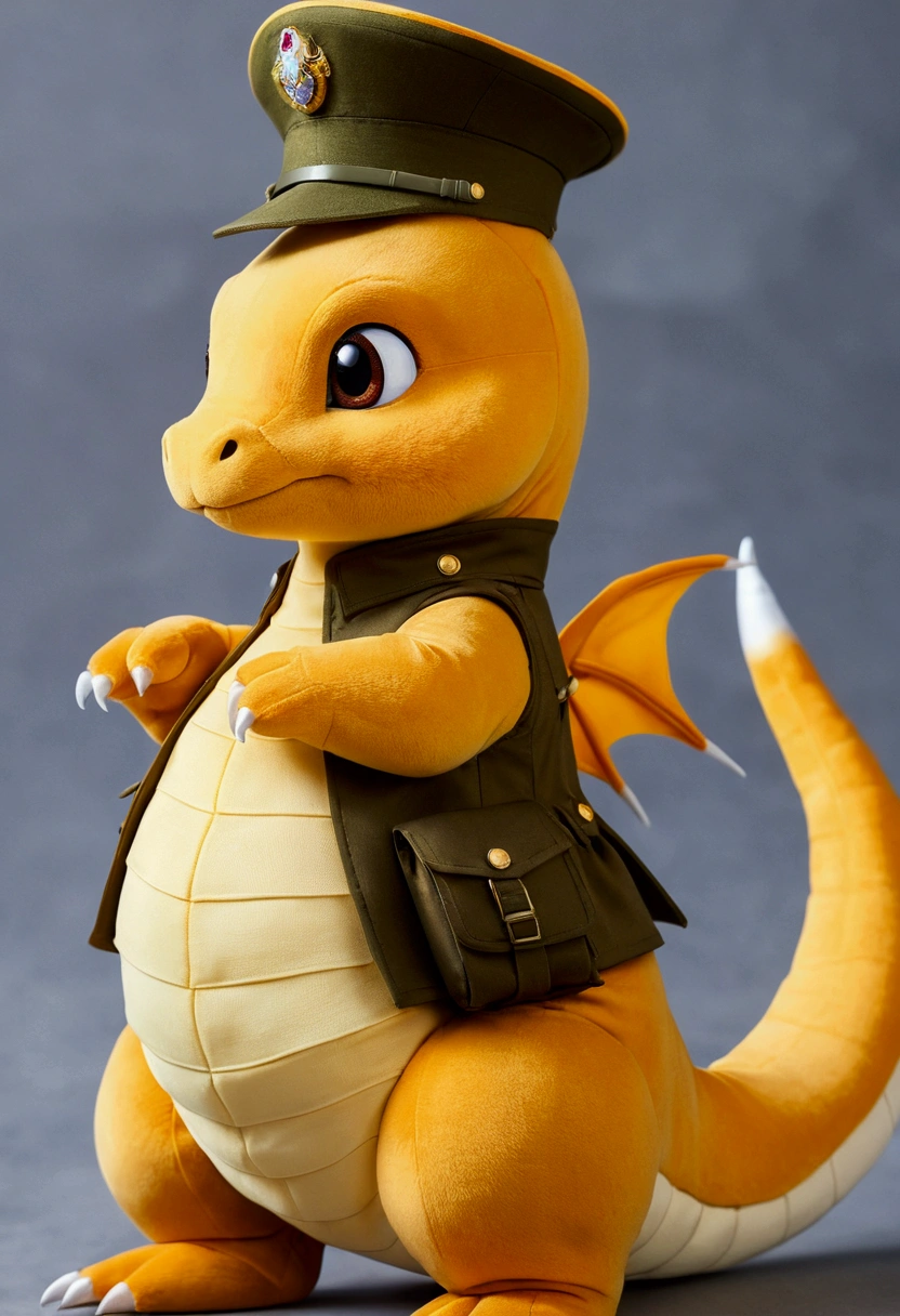 Dragonite Pretty, playful military costume,puissance et agilité,Brown, silky hair,Redness,Size, flash