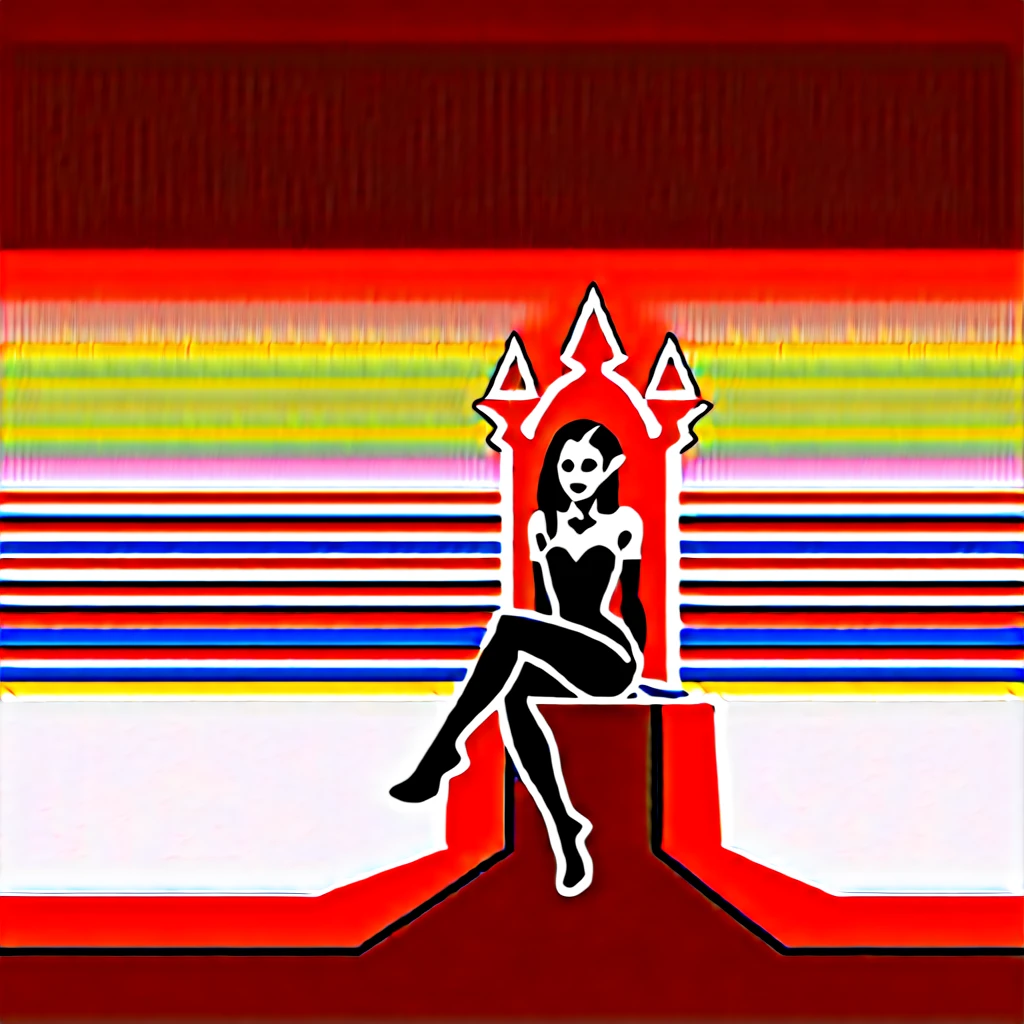 Best quality, highly detailed, ultra detailed, 1 brown skin boy, flat chest, male chest, slim curvy body, long pink dreadlocks, pink dreadlocks, pink eyes, vampire, pointy ears, sharp nails, black lipgloss, goth, wearing black bodysuit, black tight pants, big butt, sitting on throne, castle, vampire castle