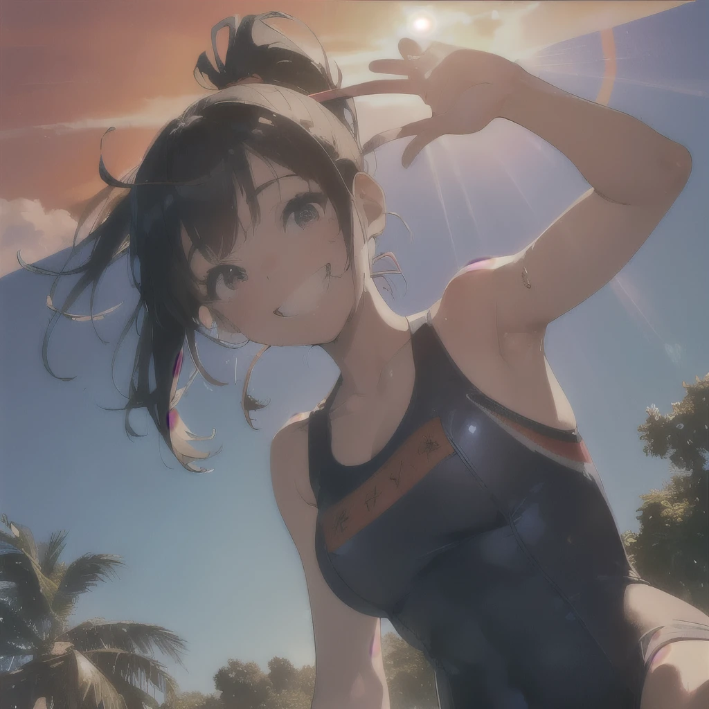 (official art、highest quality、Unity 8K 壁紙、32K、masterpiece、Super detailed、超A high resolution、realistic、Photoreal:1.2)、(natural soft light:1.2)、fire glow effect、film grain、best shadow、rim lighting、side light、side shot、(Highly detailed and complex 3D rendering)、詳細なbeautiful faceと目、sharp pupils、Real students、whole body, sandy beach、beautiful face、blurred background、18 year old beautiful girl、shiny skin、Beautiful wet black hair、I pulled up my wet shirt、Wet pink checked miniskirt、(thighs thighs:0.9)、barefoot、curve、dynamic pose、smile with open mouth、(beautiful breasts:0.9)、I can see white pants、(transparent nipples:1.3)、((On the beach on Oahu in midsummer))、((running&jumping:1.4))((s old))、(8K high quality), (highest quality), (RAW image quality), (Reality), (It&#39;s photorealistic:1.37), (high quality),(Ultra detailed),(best quality), (insanely detailed), (beautiful), (masterpiece)、Super detailed、Clear like a photo、detailed eyes、Gradation、perfect anatomical body proportions, Nikon Z9 80mm Renaste Piece、solo、detailed pattern、very bright natural light、too bright natural light、shining sunlight、、((from below:1.3))