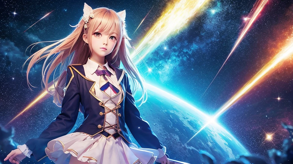 Highest quality,Anime Style,Sparkle Effect,Starry Sky,One girl