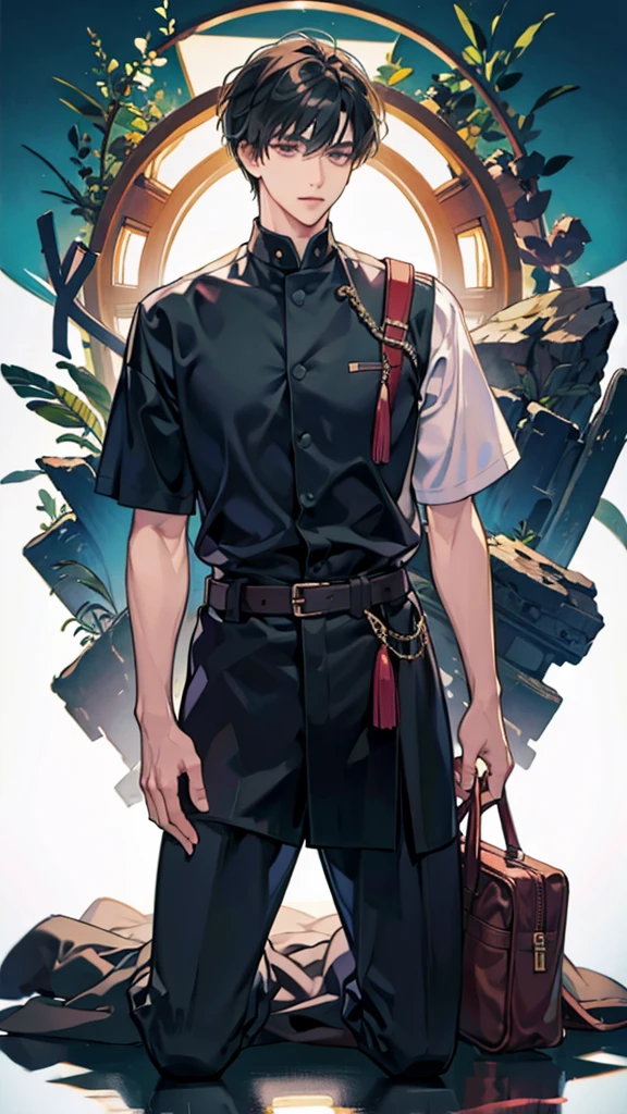 Full-body short-sleeve men's visual kei T-shirt and pants