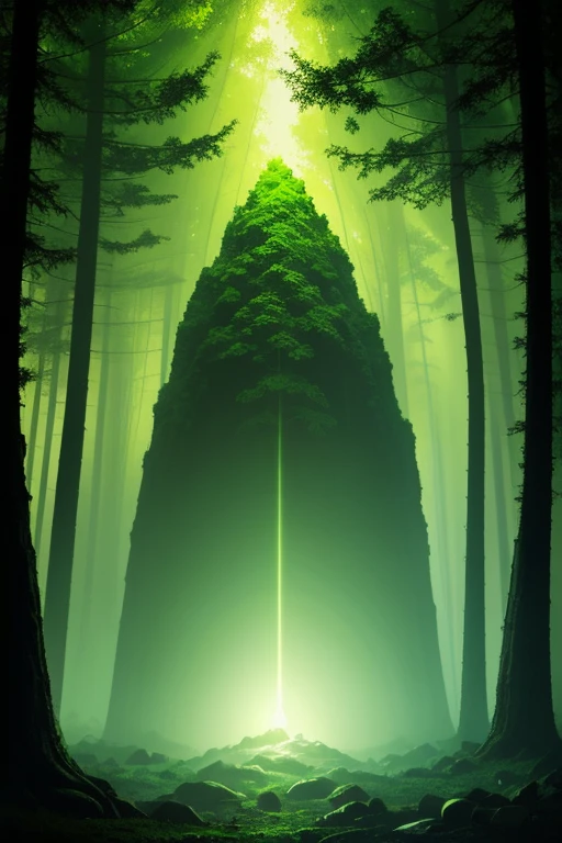 "forest":

    quite: digital painting style: sci-fi futuristic artist: : Very detailed other details: Advanced technology, Strange alien landscape colors: , glowing green lighting: dark and mysterious atmosphere