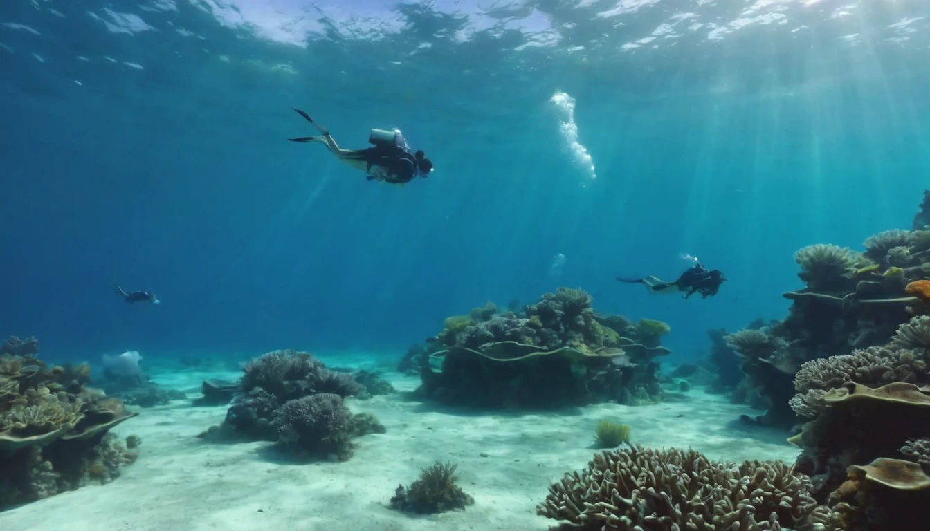 Beautiful underwater footage,Mysterious, as if you were in water,