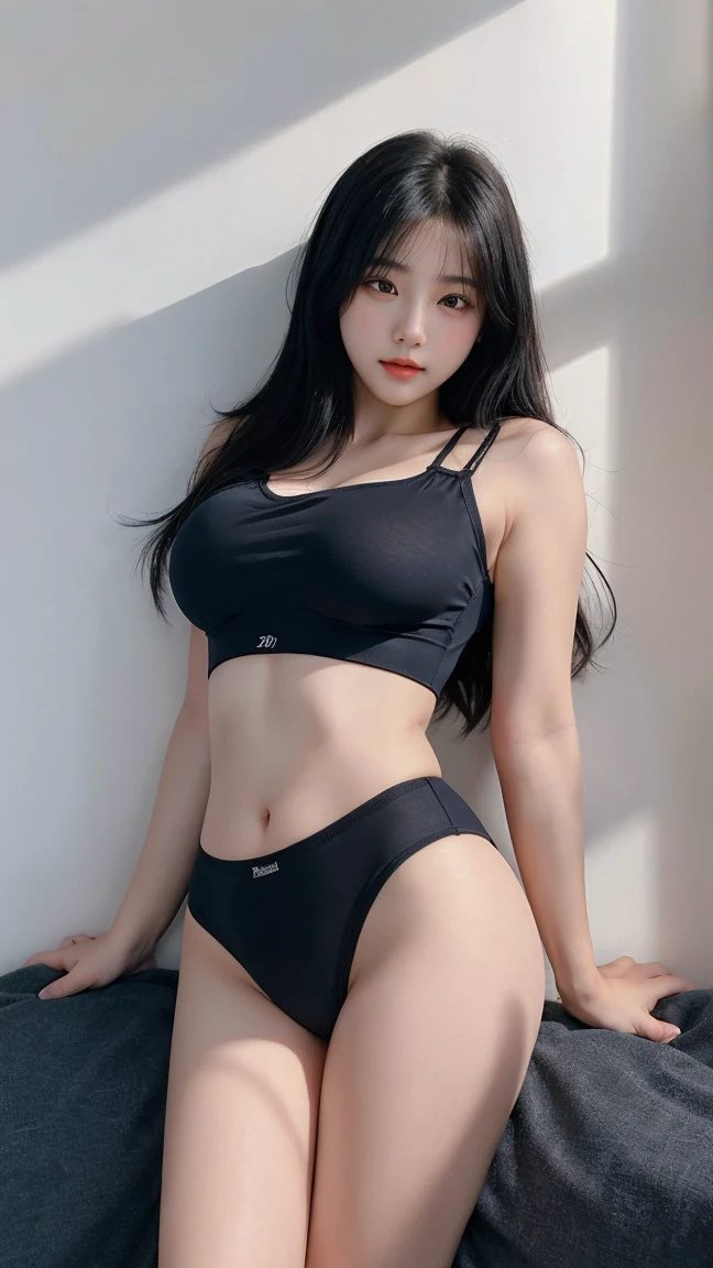 top-quality、​masterpiece、girl sleeping、20 years old、realisticlying、Sexy body、large full breasts、sexy underwear、Wear underwear in smaller sizes、Open legs、Has black hair((top-quality、8K、​masterpiece:1.3))、NSFW、Photorealistic Superwoman、masutepiece