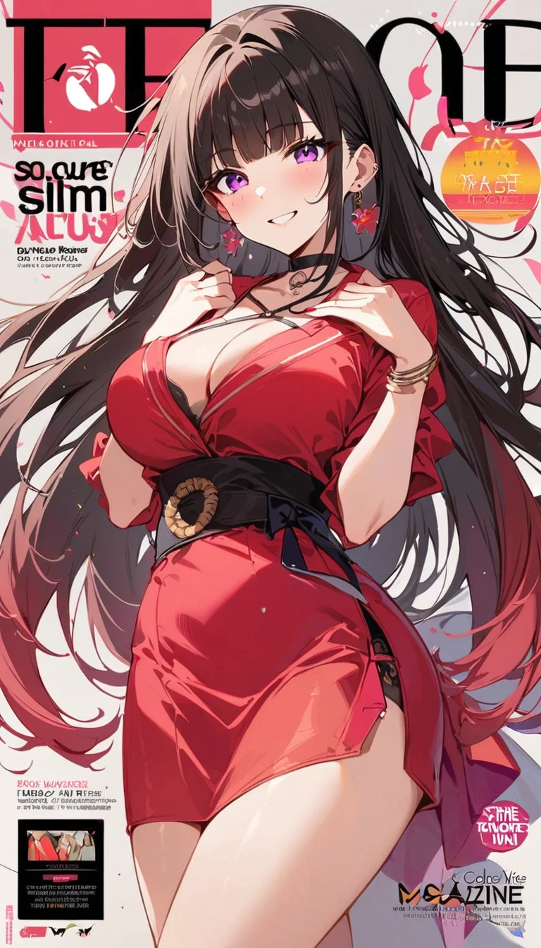 masterpiece, Highest quality, whole body, One girl, bangs, black choker, blush, bracelet, chest, choker, clothes The surrounding area waist, clavicle, Cowboy Shot, ear Earrings, Eyebrows visible through hair, Gradient Hair, Grin, fix, jewelry, Kogal, View Viewer, Earrings, ring, , smile, alone, street, null, cherry blossoms, petal,figure, (magazine:1.3), (cover-style:1.3), fashionable, woman, Vibrant, Pause, front, colorful, dynamic, background, element, have confidence, Performance, Holding, statement, accessories, Majestic, Coiled, The surrounding area, touch, scene, article, cover, bold, to attract attention, title, stylish, font, Catchy, Heading, big, impressive, Modern, trend, concentrated, fashion,((masterpiece)), Highest quality, Absurd, Super detailed, Holographic, Cowboy Shot, ダイナミックなPause, Golden Ratio, Very cute girl, Mature Girls, Very beautiful, Super beautiful asian girl with super beautiful purple eyes, Very beautiful hair, Shiny skin, nice and sexy body, Slim and delicate body, Perfect body, Cute Panties, Get your picture taken in a cute alien spaceship,naked,Big Breasts,Sexy