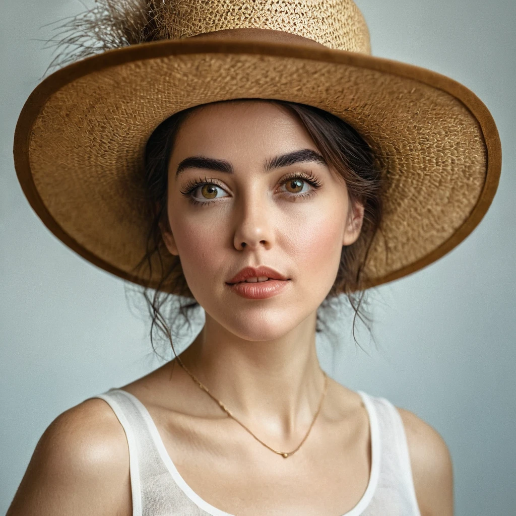 bearded lady hirsute arafée dans un chapeau debout dans une pièce avec beaucoup de photos, portrait doux 8 k, Sergueï Zabeline, photographie couleur portrait 4k, par Fiodor Rokotov, Photographie de portrait artistique 8k, Alexeï Egorov, par Irakli Nadar, Superbe portrait, fille française, portrait VFX très détaillé, beau portrait