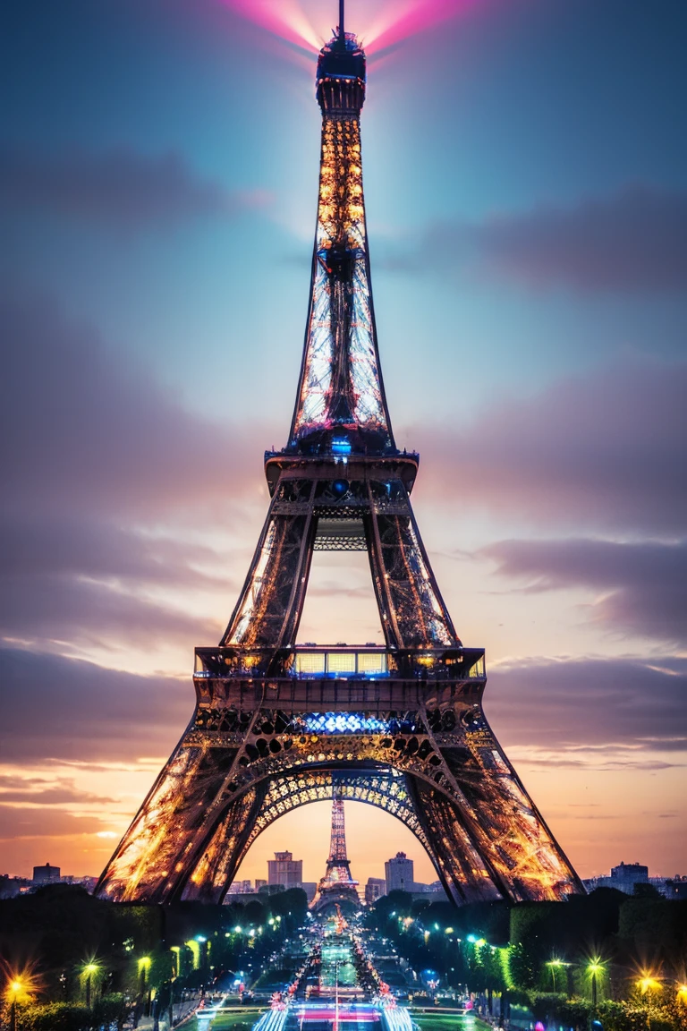 Psychedelic style image of the Eiffeltower 