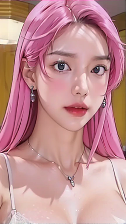 (1 girl:1.3), Alone, open shot, full body masterpiece, Ultra realistic, 16K, Dreamy atmosphere, r3b3cc4 young, Sensual (Erotic), 1 girl (cute young) alone, delicate (seductive) female face, silky realistic clear hair, looking at viewer, Sakuragi Otome (otome dori), pale-pink hair, simple unfocused background, bedroom background, jewelry, earrings, necklace, young beauty, portrait, hoop earrings, realistic, soft lighting, very hot body , photorealistic, detailed clear eyes, extremely erotic, delicate feminine, muscular female body, large natural breasts, belly hot, narrow waist, proportionally big hips, thick legs, beautiful, nude, different sensual positions, raw, analog, sharp focus, 8K, high definition, dslr, high quality, Fujifilm XT3, Film grain, award winning, highly detailed skin artwork, realistic skin details, visible pores, clear focus, volumetric fog, 8k hd, dslr, high quality, Film grain, light skin, photographic realism , lomography 