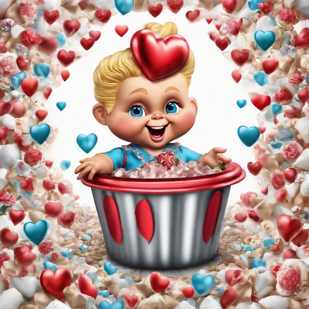 ((heart on white background, garbage pail kids style)), 3d cartoon, high quality, detailed,