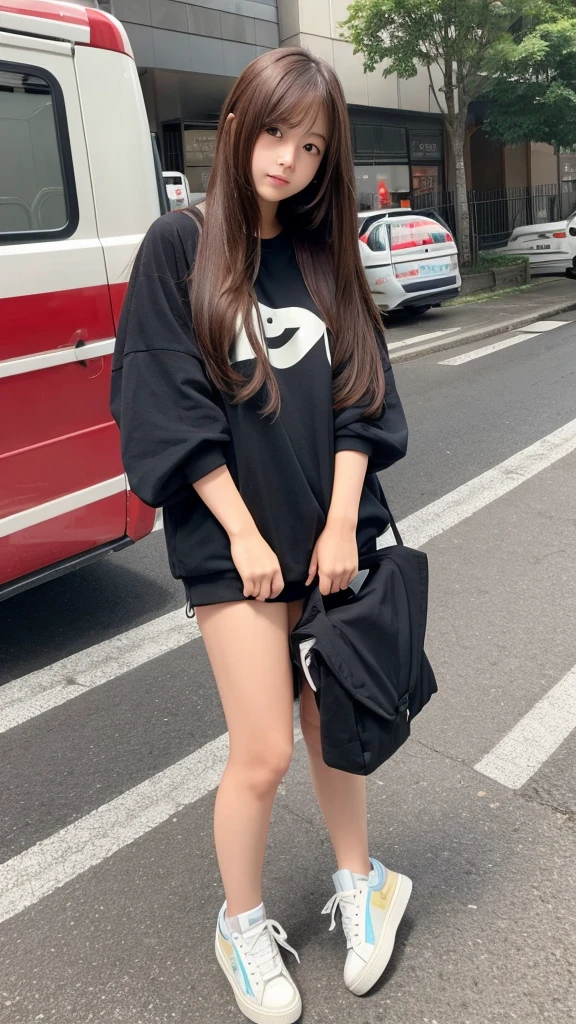 Long Hair 、Brown Hair 、Japanese、The eyes are double、For photos、sneakers、Shorts、Fat body

