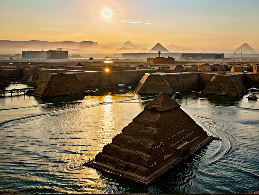 Show images of the Pyramids of Giza and the Nile River.