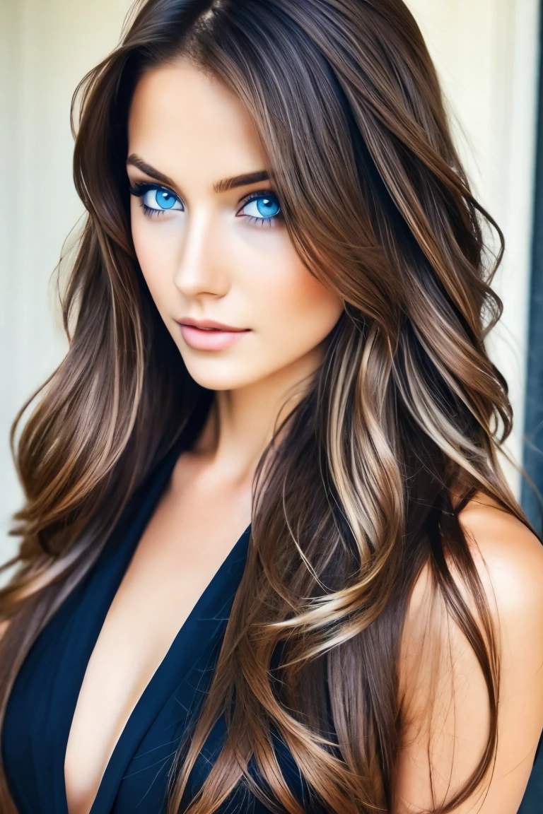 Very sexy girl, Long light brown hair, Light blue eyes,  ,Very sexy and realistic ,  whole body , no good