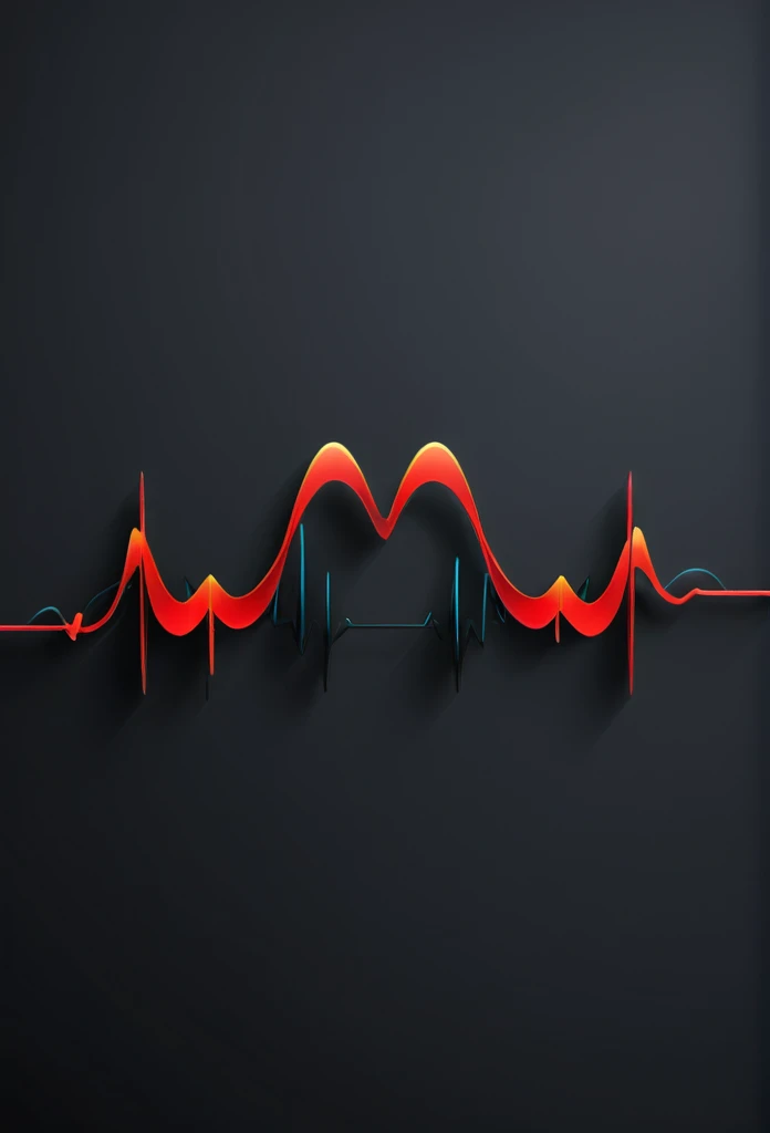 Create an eye-catching icon for 'LyricPulse'. Imagine a pair of headphones with a pulsing waveform passing through them. The waveform should subtly resemble the shape of a heartbeat, emphasizing the 'pulse' aspect. Use bright, contrasting colors like red and black to make the icon stand out."