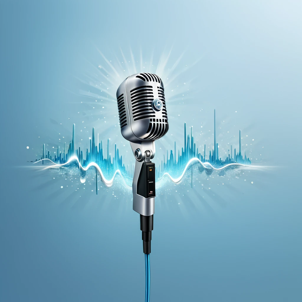Create a distinctive icon for 'EchoLyrics'. Picture a microphone with sound waves emanating from it, forming an echo effect. The sound waves can gradually fade out, symbolizing the echo. Use a combination of metallic and soft colors, such as silver and pastel blue, to give the icon a sleek and modern look