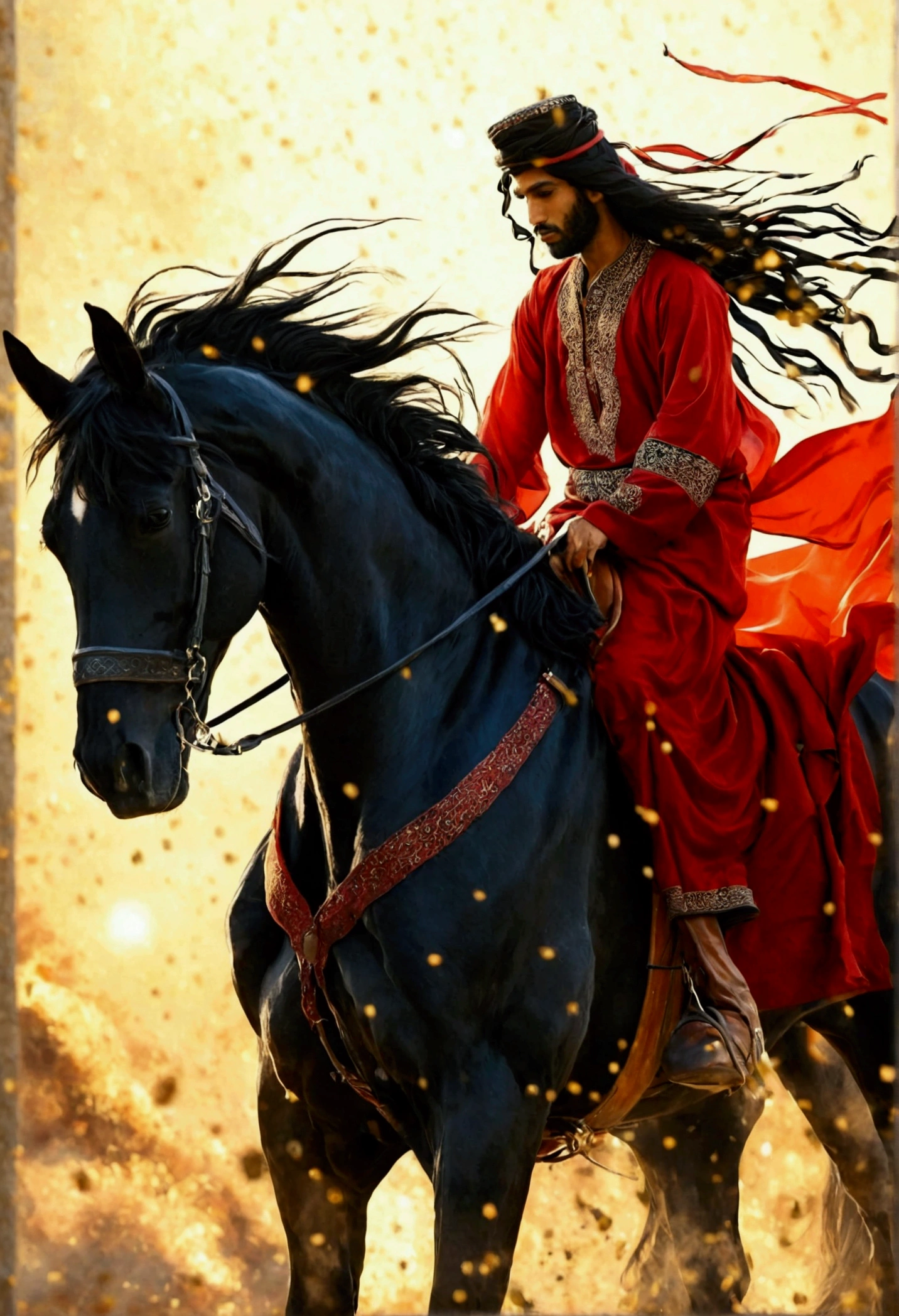 Attar bin Shaddad in the present era riding a black horse