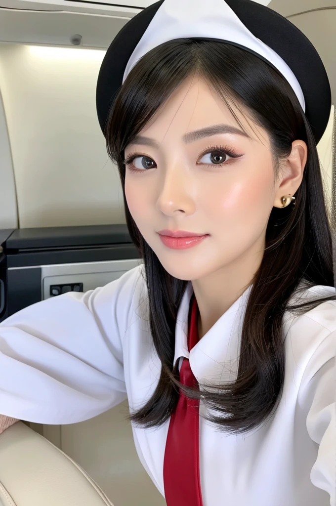 Masterpiece, best quality, perfect face ,white face,air hostess sexy girl