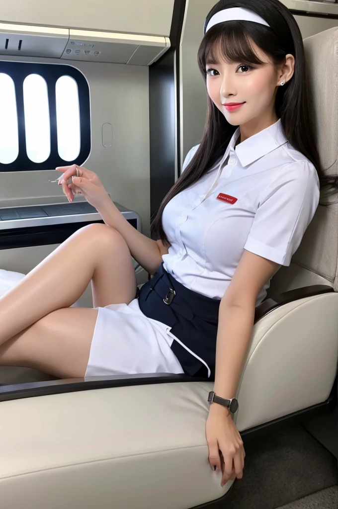 Masterpiece, best quality, perfect face ,white face,air hostess sexy girl