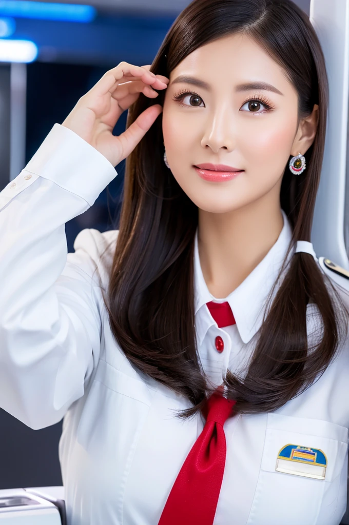 Masterpiece, best quality, perfect face ,white face,air hostess sexy girl