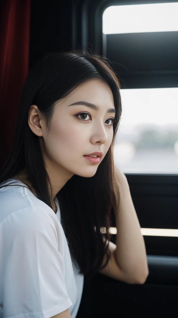 a Chinese woman with beautiful Delicate eyes, Beautiful and delicate lips, Extremely detailed face and skin, Pale skin, 23 years old, wearing a t-shirt, black sequined skirt, skirt, high heels, medium long shot, dancing in the dance hall, beautiful lights, sexy figure, long legs, full body portrait. Beautiful photography,Long eyelashes, Good anatomy , Practical skin texture, Delicate eyes, professional, 4K, Wide-angle lens, Optical Depth of Field, Kodak Vision Color, Perfectly proportioned body, Extremely detailed, ultra-photoPractical, Practical, Post-Processing, Maximum details, Roughness, real life, ultra -Practical, Photorealism, photography, 8K Ultra HD, photography