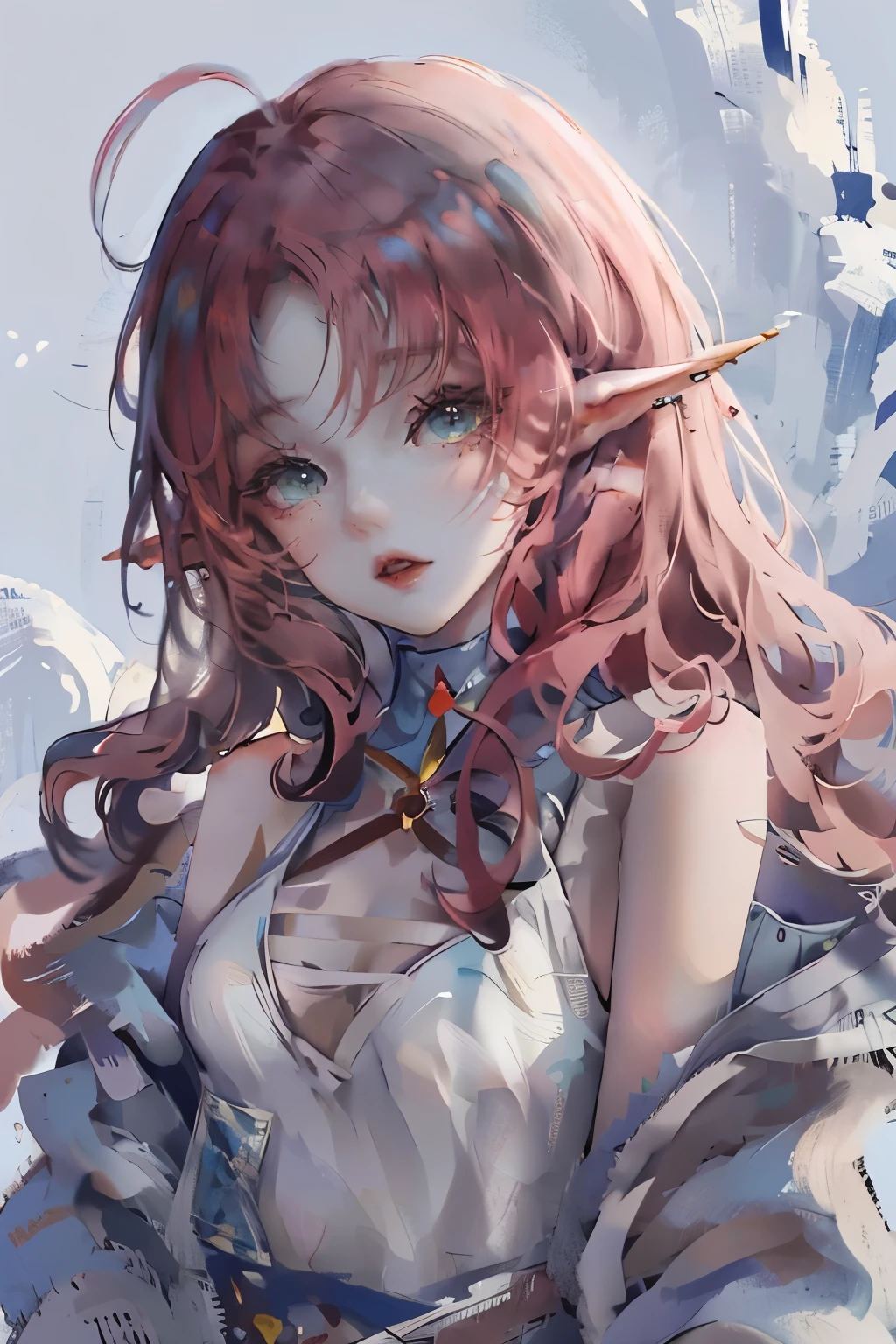 Close-up of a woman with rich and colorful hair and necklace, Anime girl with cosmic long hair, The soft vibrancy of Rossdraws, Guvez-style artwork, Fantasy art style, rich and colorful], Vibrant fantasy style, Rossdraws Vibrant cartoons, cosmic and rich and colorful, Gu Weiss, rich and colorful digital fantasy art, Stunning art style, Beautiful anime style, Full body lighting, Skin brightening, Sexy expressions