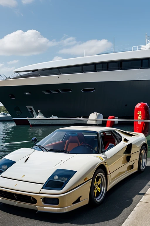 create me a ferrari f40 on a yacht