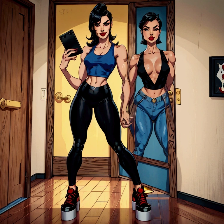 Beautiful character pose in dynamic pose two women together Jennifer Connelly on the left and together with Cinderella on the right with a symmetrical body with a corset and beautiful breasts, corpo bem definido, delicado e sensual, Cartoon style illustration, digital illustration White background 