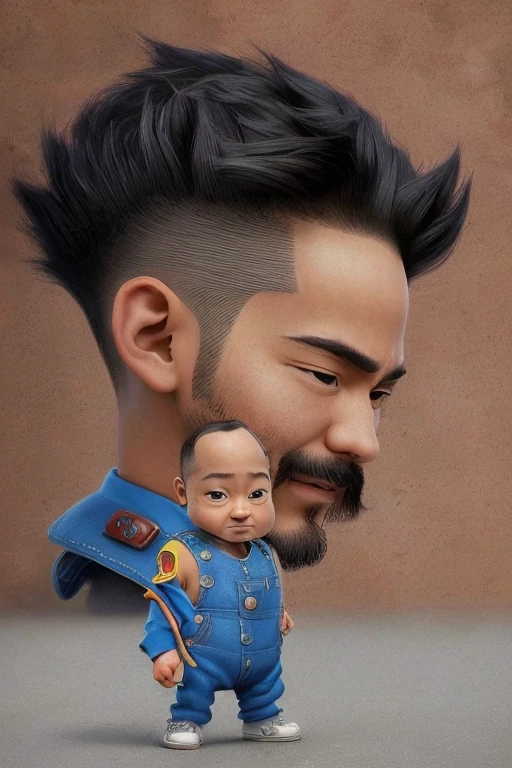 ((hair, Ultra-high resolution, Highest quality, masterpiece: 1.2) Japan comedians,Portrait of Hiroya Yamazaki of Untouchable,Fashion is overalls workwear,A face like home base,Very narrow eyes,Single eyelids,Short Hair,No beard,Drunk,Pervert,Big Head,Big face,Headshot Portrait, Mid Shot Portrait, Background is factory,