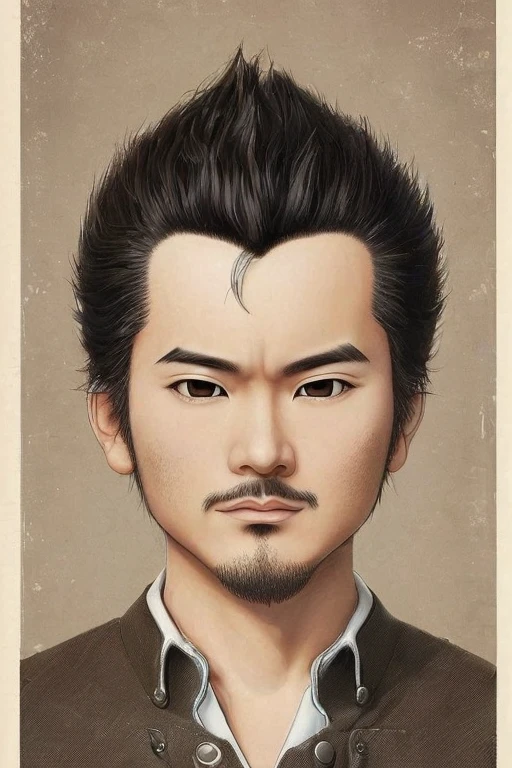 ((hair, Ultra-high resolution, Highest quality, masterpiece: 1.2) Japan comedians,Portrait of Hiroya Yamazaki of Untouchable,Fashion is overalls workwear,A face like home base,Very narrow eyes,Single eyelids,Short Hair,No beard,Drunk,Pervert,Big Head,Big face,Headshot Portrait, Mid Shot Portrait, Background is factory,