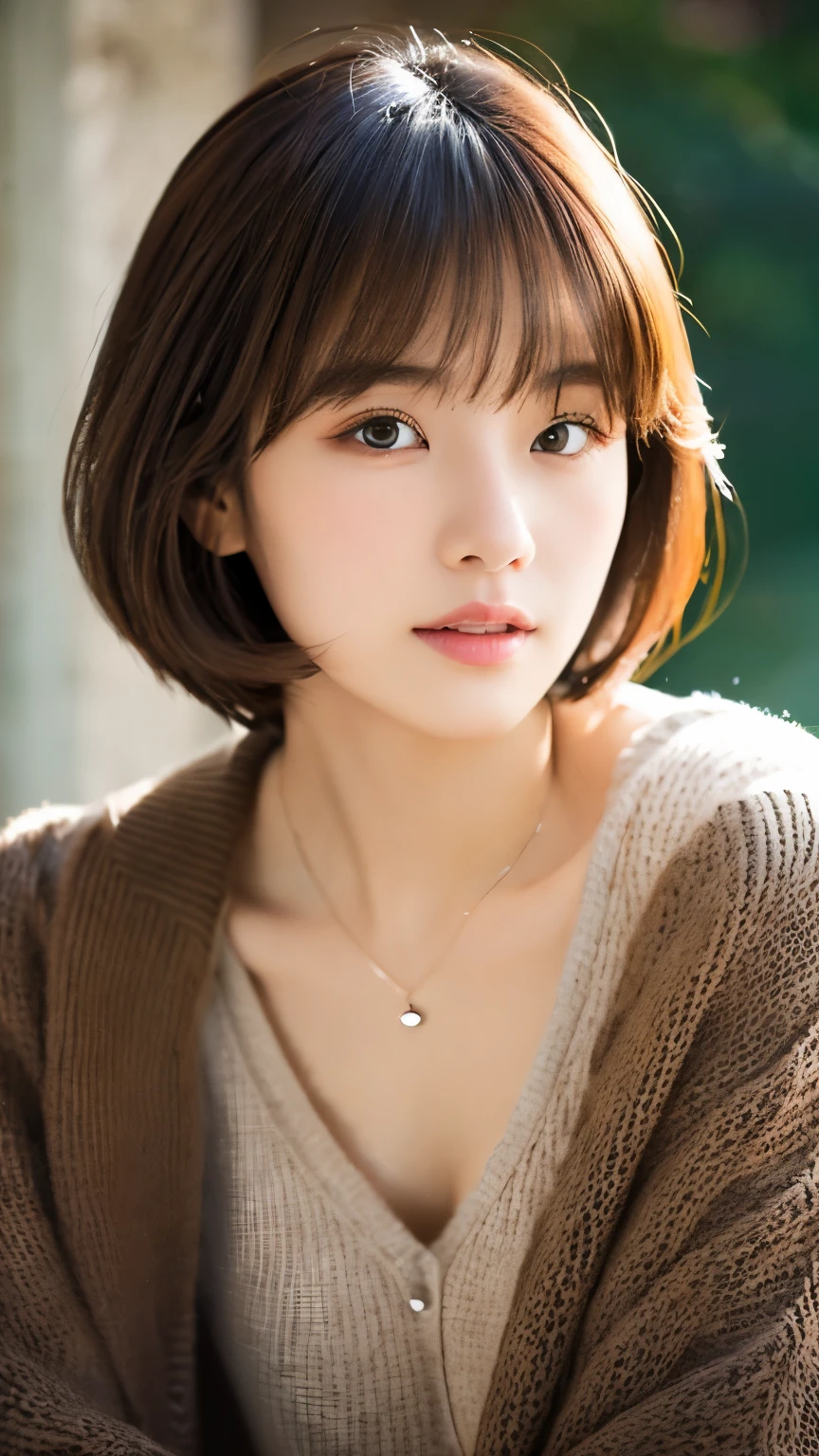 ((masutepiece,Highest quality)), (photographrealistic:1.4),((masutepiece,8K))、((Full body photo))、shot in natural light、Highly detailed face and skin texture、highly detailed lips、correct state of the human body、super high resolution、(Realistic:1.4)、Highest quality, 1. Beautiful woman, 20 years old, s, 100mm lens、Realistic black pantyhose、(Dark brown medium shorthair)、Japanese woman、(Dark brown hair)、Versatile poses、Looking into the camera、Natural color lip、Winter clothes、 necklace、indoor