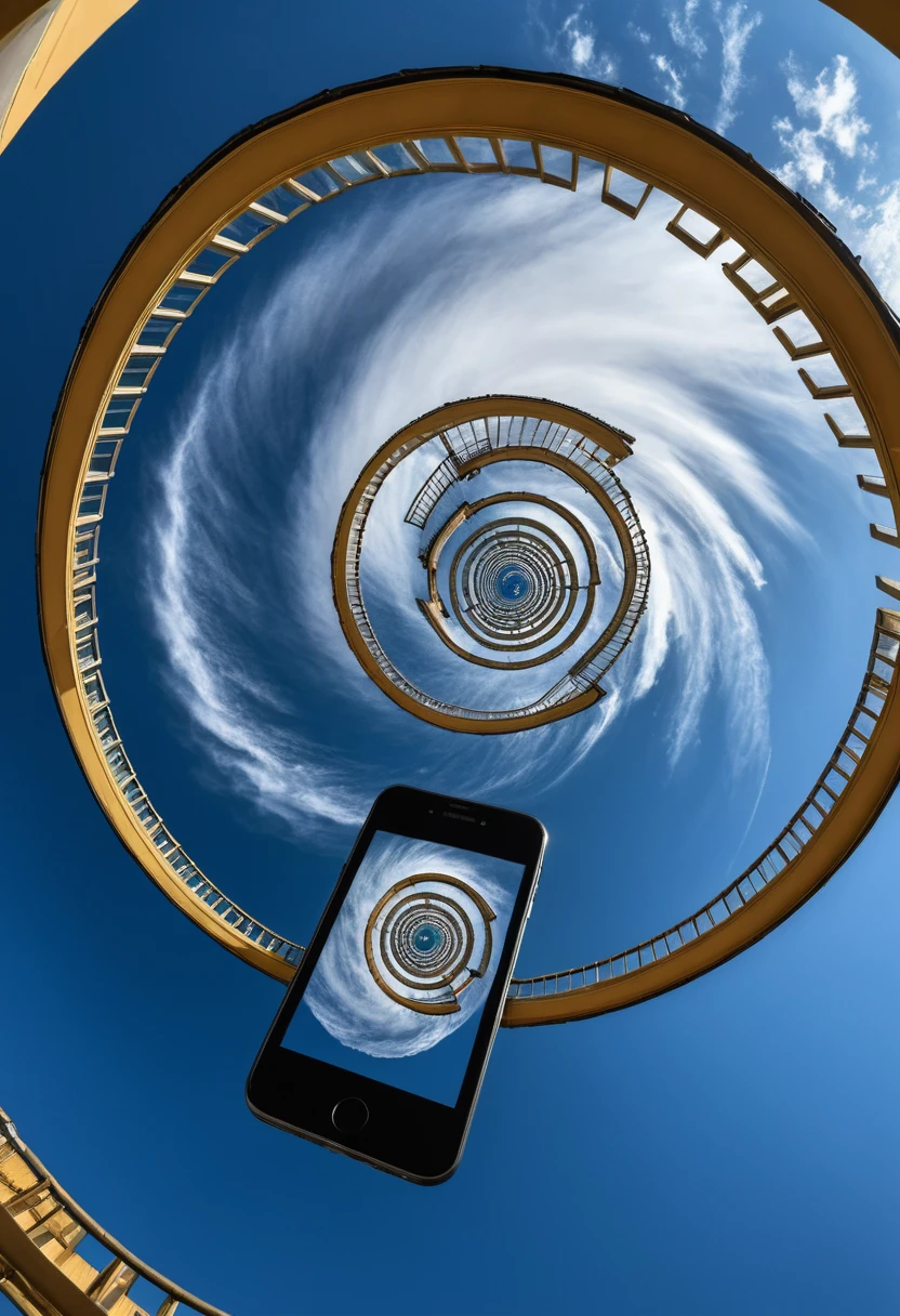 Creative photography,天空中有无数个cell phone,cell phone,cell phone,Flying in the air,Spiral,decline,,Surreal scene,visual impact,Ultra wide angle,Nikon D850,masterpiece,Extremely exquisite and beautiful,high resolution,Original,Perfect lighting,Alastair Magnaldo Master Style