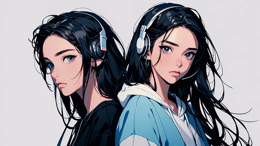 Tokyo at Night,2D illustration, anime, Manga style, whole body,ASİAN, Bishamon from noragami, 1 Girl, Big Hair, Shortcuts, {{full name eyes}}, create, High resolution, masterpiece, Highest quality, High detail, High detailed eyes, Grain Filter, Detailed Lips, High resolution, Super detailed, Portraiture, Realistic ratio, Anatomically correct, Beautiful young woman, whole bodyポートレート, Illustrator, anime , Realistic ,sketch , 1 Girl, ,Lip, hoodie,Order, Blue gradient background, Neon Hair,Textured Trim, (masterpiece,Highest quality), lofi, Battle DJ girl in HIPHOP fashion wearing DJ headphones