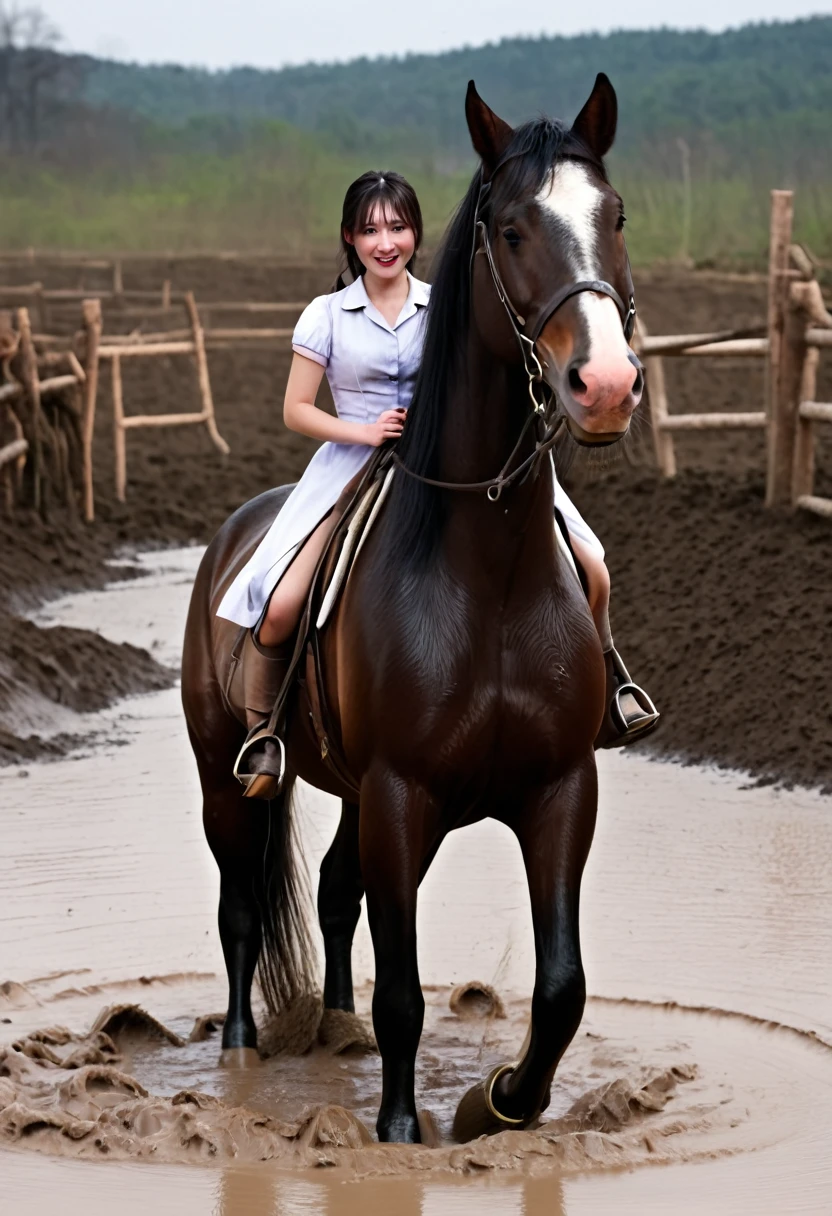 under the pitfallmud,neighing horse,(((masterpiece))),(((Highest quality))),((Tabletop:1.4, Highest quality)), (Realな写真:1.4), red coat,get caught in a net,grotesque,sad,
((1 muddy girl knight)),rodeo,Desperate,Don&#39;t make eye contact,round face,Surprised face,panish,tragedy,Pink Cape,
(超High resolution:1.2), wonderful, Very detailed CG Unity 8k wallpaper, Very detailed, High resolution,draft horse ridden by japanese cute girl is in heart,tight,muddy place,Beauty,The horse neighs,鎧を着たtragedyの女騎士,Sink,In the mud,Plump,
Cold Light, Beautiful detailed girl, Droopy eyes,Very detailedな目と顔, Beautiful and exquisite nose, Beautiful and exquisite, prancing draft horse ridden by a girl can't move because horse and girl soak in the sticky muddy deep pitfall:10.0 , horse falls down ,looks pained ,Surprised face:2.0,Real,Anatomically correct