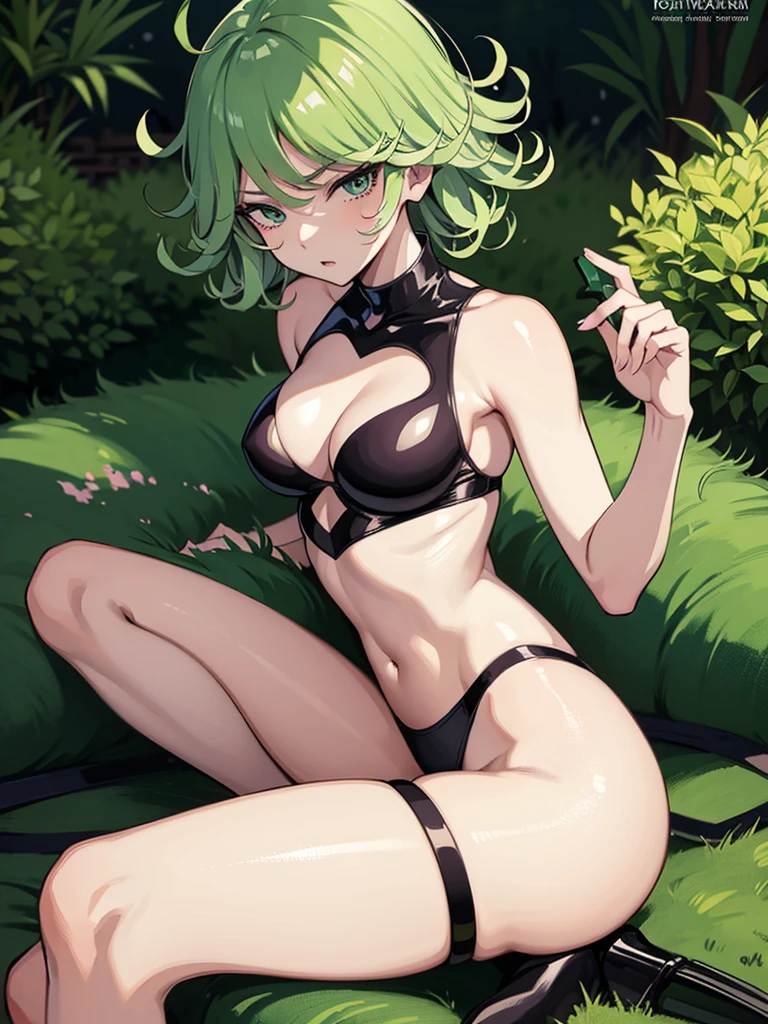 Tatsumaki from one punch man sitting on a very y vibrator