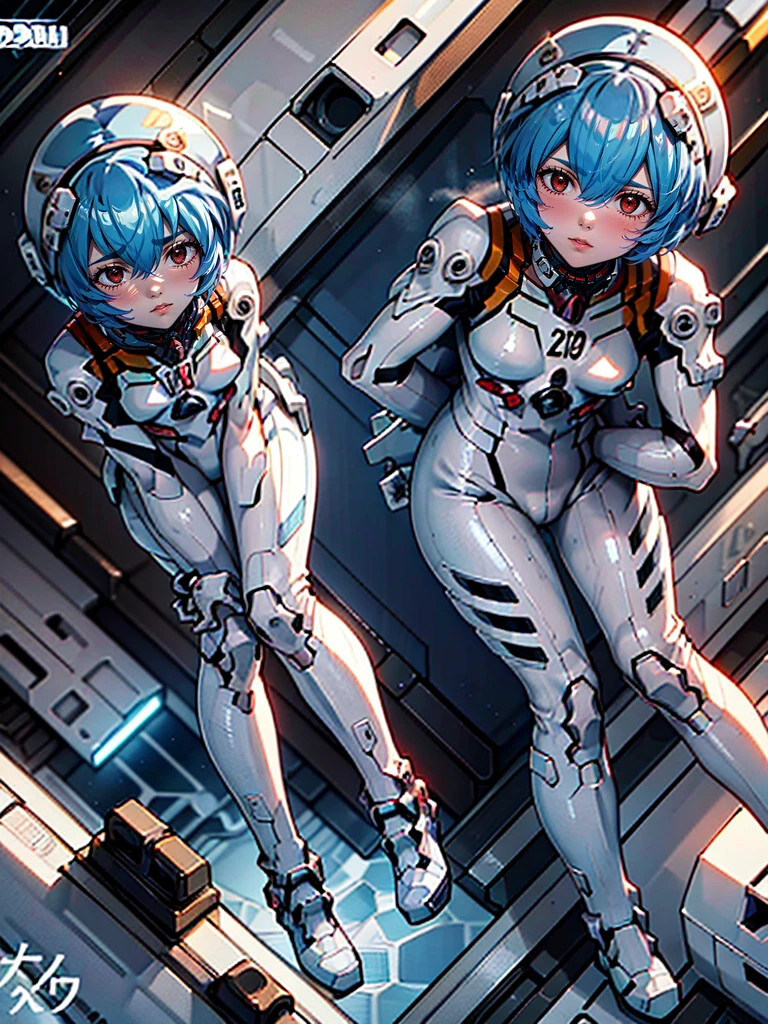 ((Highest quality, 8k wallpaper)),(masterpiece, Highest quality),Very detailed,High resolution,(Official Art:1.3),(((Anime screenshots,Black outline))),One girl,alone, Break mer1,(Rei Ayanami {Neon Genesis Evangelion,}1.2),masterpiece, best quality, outdoor, 1girl, Solo,red eyes,short hair,blue hair, (White plug suit:1.4), skin tight,(backlight, shaded face, cross-eyed, rolling eyes, empty eyes, jitome, raised eyebrows, one eye closed:1.3),(((Covered in sweat, Mass sweat, Sweating profusely,steam,space helmet:1.7))), (((fighting stance, knees together feet apart, leaning forward, holding own arms, bent legs:1.8))),(((独奏, cowboy shot:1.7))), 