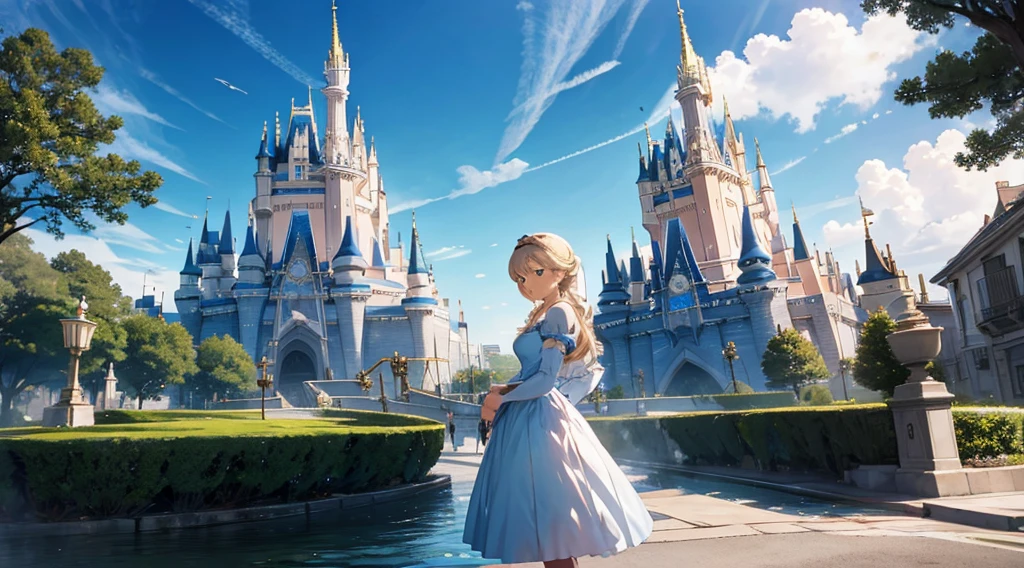 Cinderella、The castle's grand staircase、One glass slipper、midnight、dark