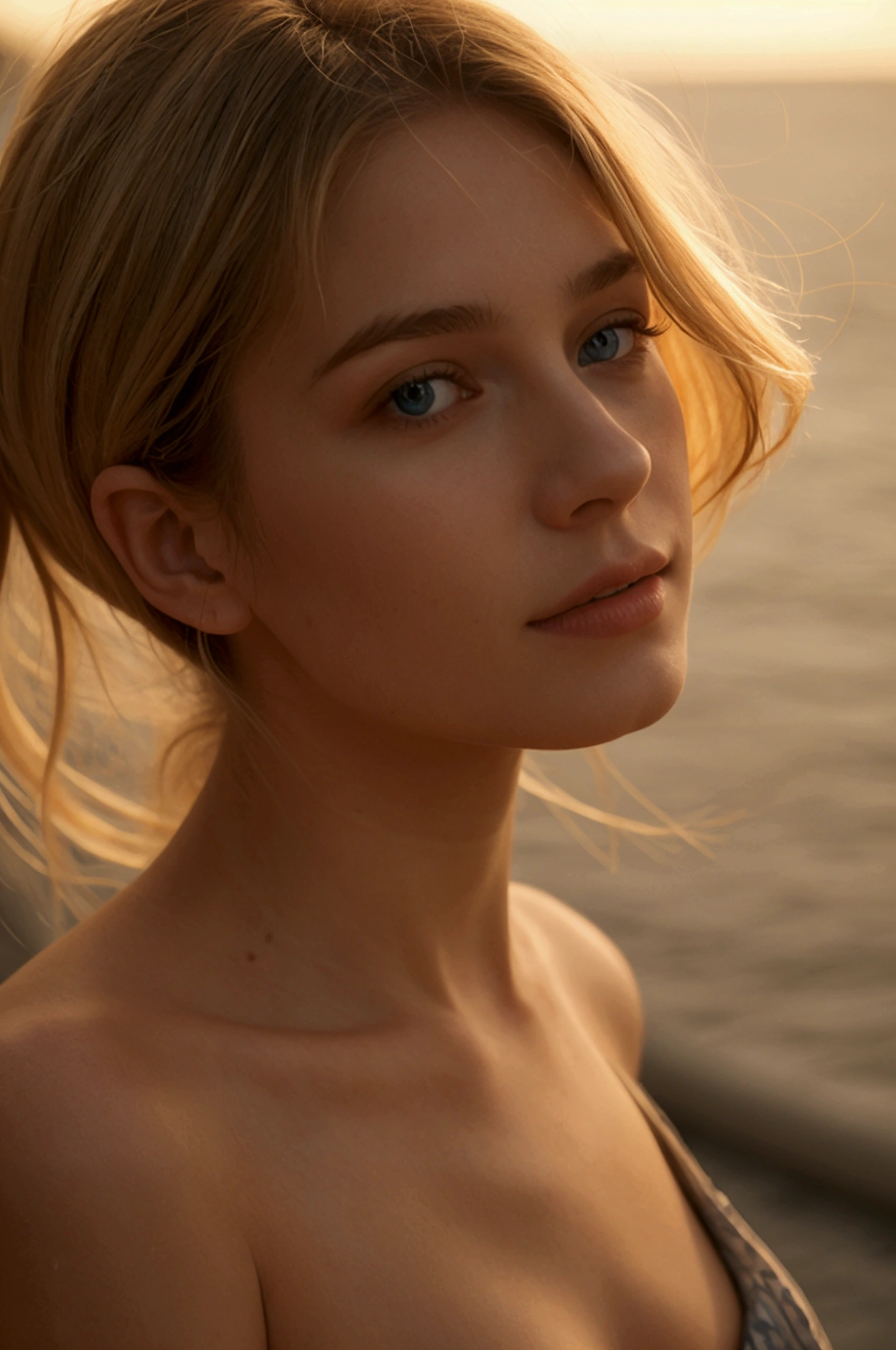 Une fille blonde avec un très joli corps fin et une jolie poitrine, nue, totallement nue, sur une terrasse ensoleillée, éclairage parfait, bijoux, se maquiller, 24mm, textures 4k, regarder le spectateur, établir un contact visuel, ultra réaliste, 8k, reflex numérique.