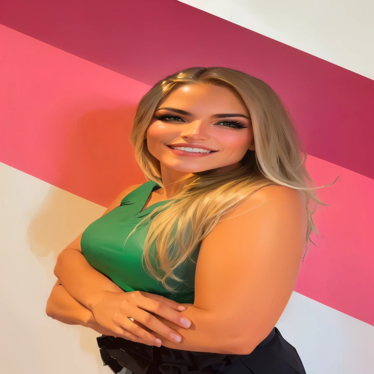 blonde woman in green blouse and black skirt posing for a photo, malika favre, fernanda suarez, Carolina Gariba, marischa becker, by Olivia Peguero, Alana Fletcher, by Amélia Peláez, alanis guillen, Julia Fontes, Andreia Rocha, powder Nándor Katona, olivia de bernardinis, by Felipe Device