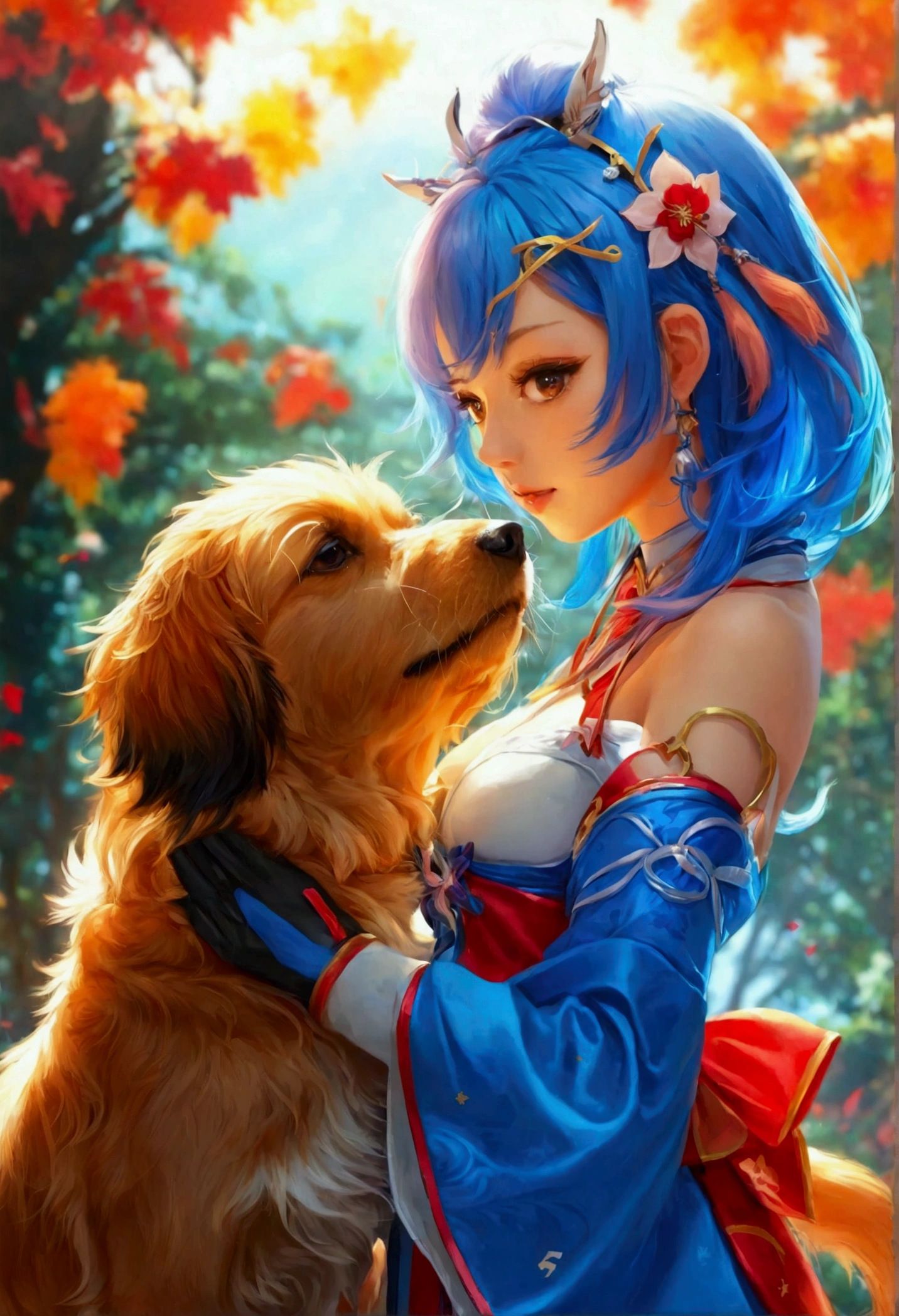 1animal,1girls,hu tao (genshin impact),cum in pussy,Dog,standing doggy style